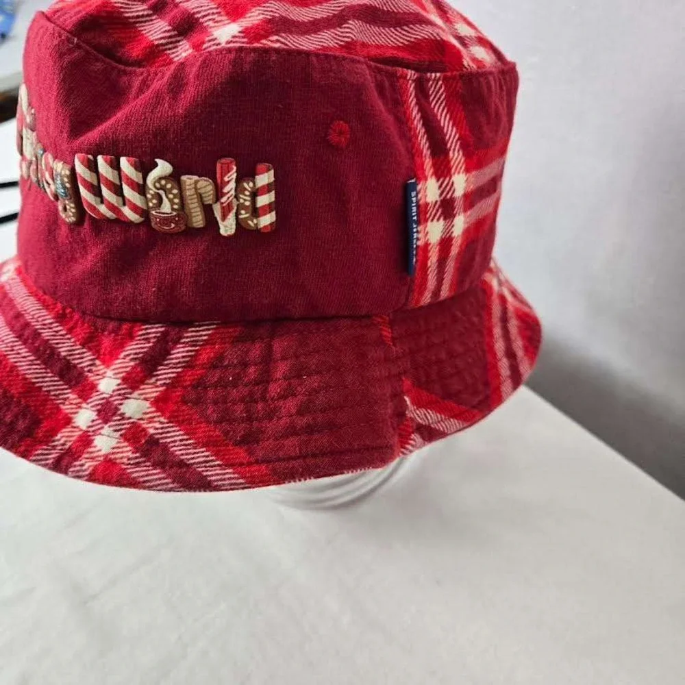Disney Spirit Jersey Walt Disney World Holiday Plaid Bucket Hat Rare Red‎ Xmas